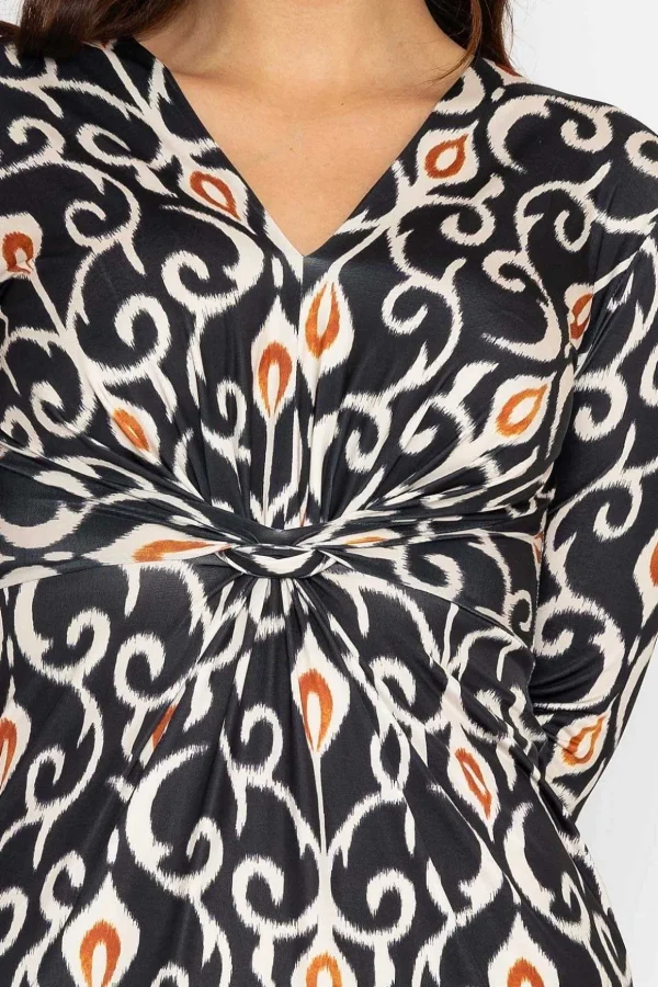 Louisa Midi Dress In Black Print