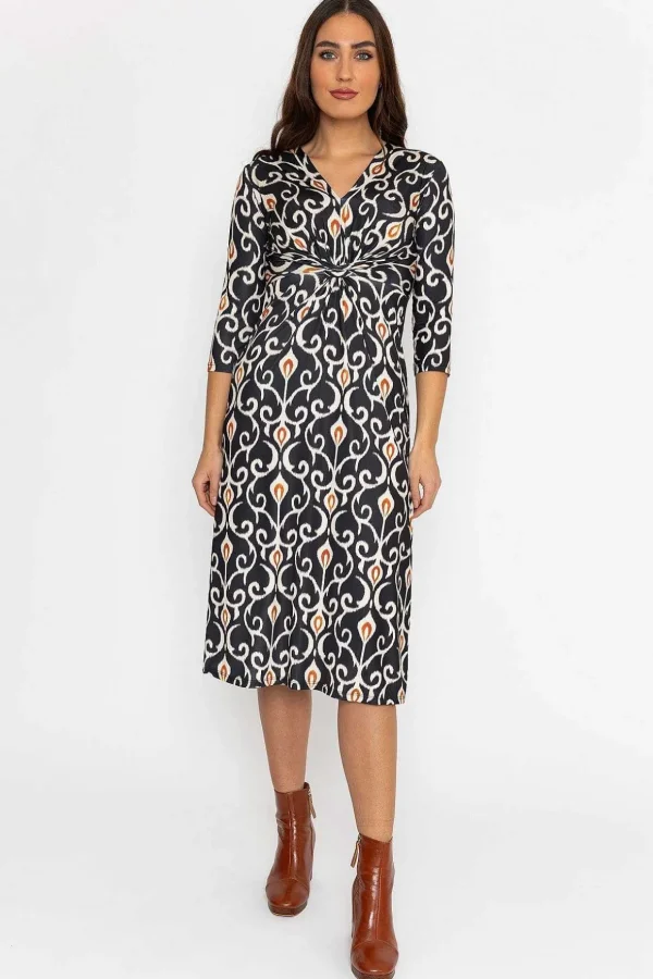 Louisa Midi Dress In Black Print