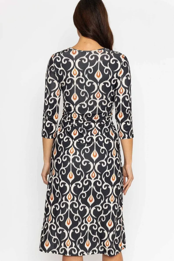 Louisa Midi Dress In Black Print