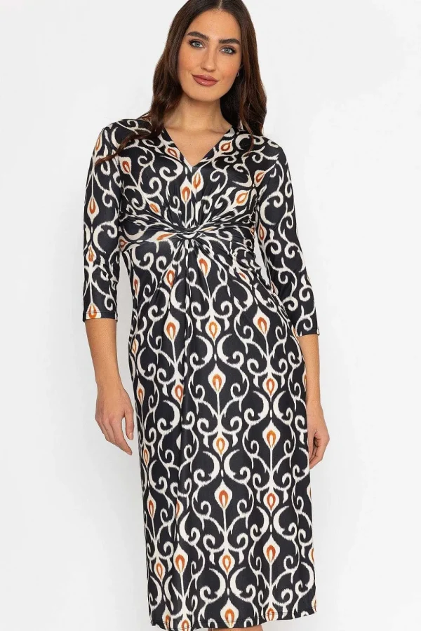 Louisa Midi Dress In Black Print