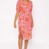 Luna Pink Print Midi Dress