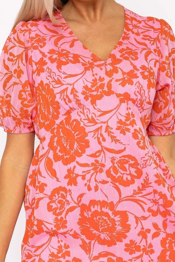 Luna Pink Print Midi Dress