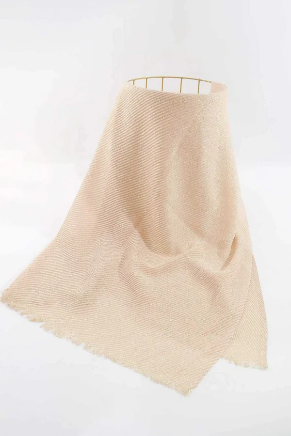 Lurex Pleated Occasion Scarf In Beige
