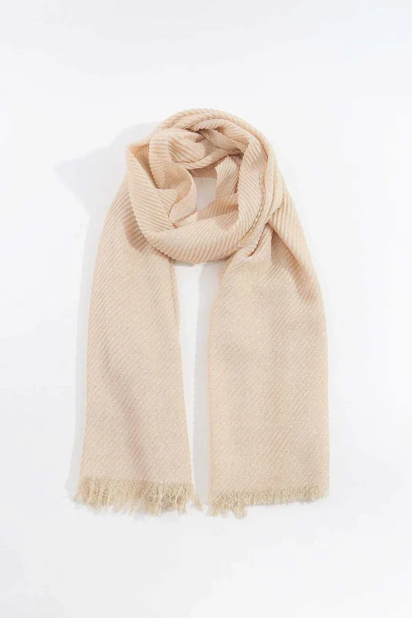 Lurex Pleated Occasion Scarf In Beige