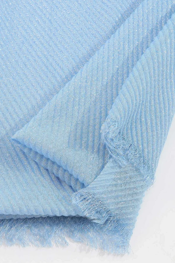Lurex Pleated Occasion Scarf In Blue