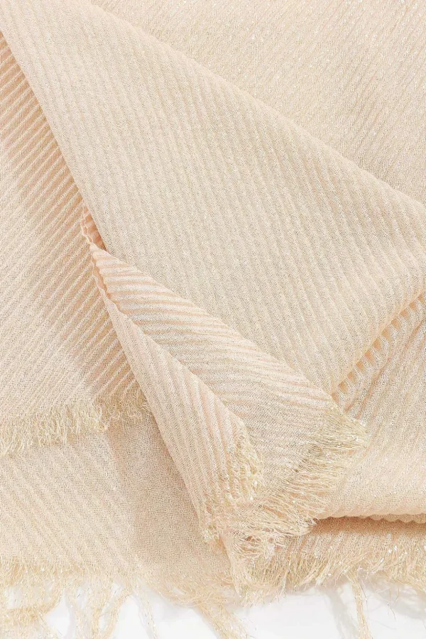 Lurex Pleated Occasion Scarf In Beige