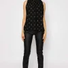 Lurex Print Halter Top In Black