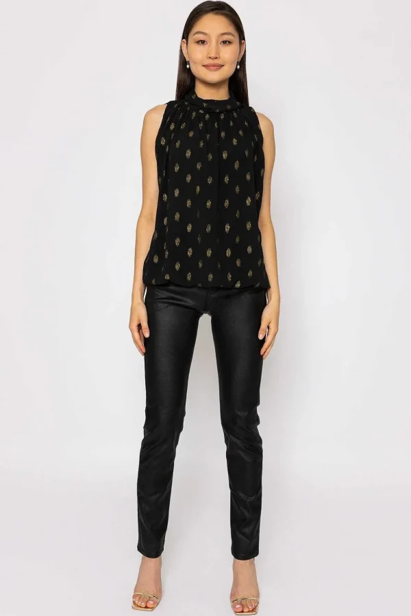 Lurex Print Halter Top In Black