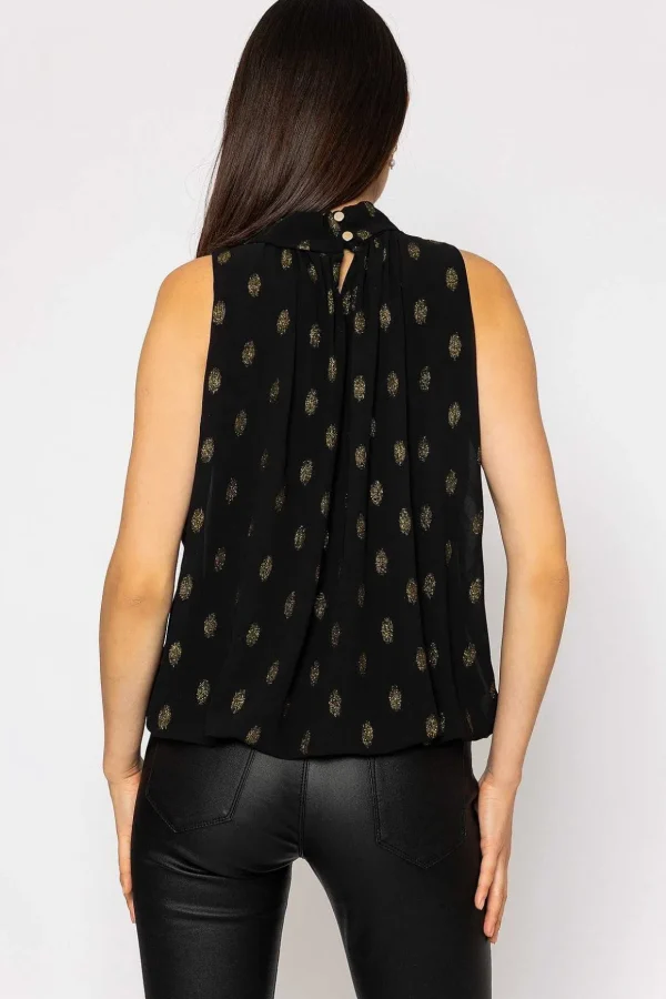 Lurex Print Halter Top In Black