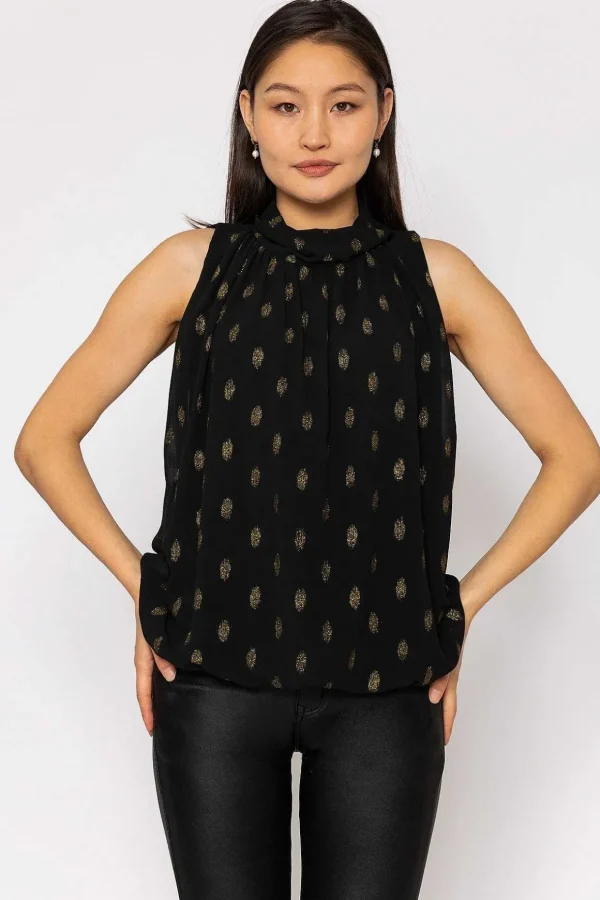 Lurex Print Halter Top In Black