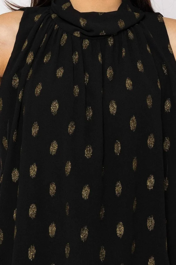 Lurex Print Halter Top In Black