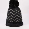 Lurex Stripe Beanie In Black