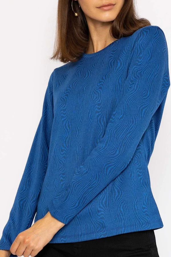 Marble Crew Neck Sweatshirts In Blue