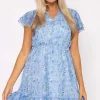 Maria Blue Printed Knee Dress