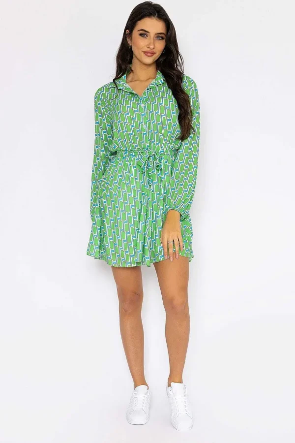 Maria Mini Dress In Green Print