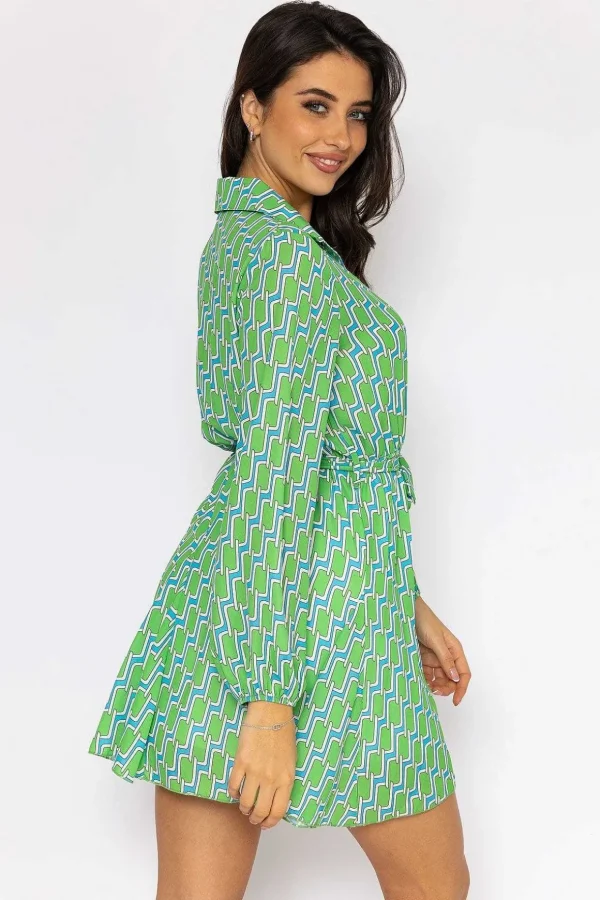 Maria Mini Dress In Green Print