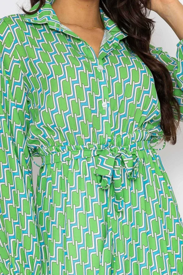 Maria Mini Dress In Green Print