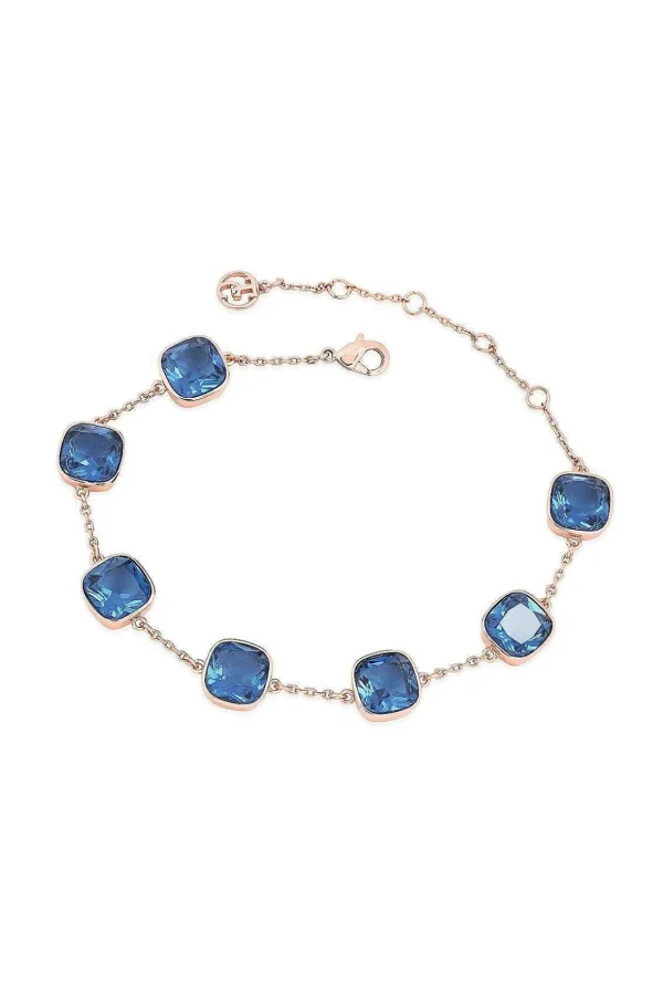 Maureen Ohara Blue Cushion Stone Rose Gold Bracelet
