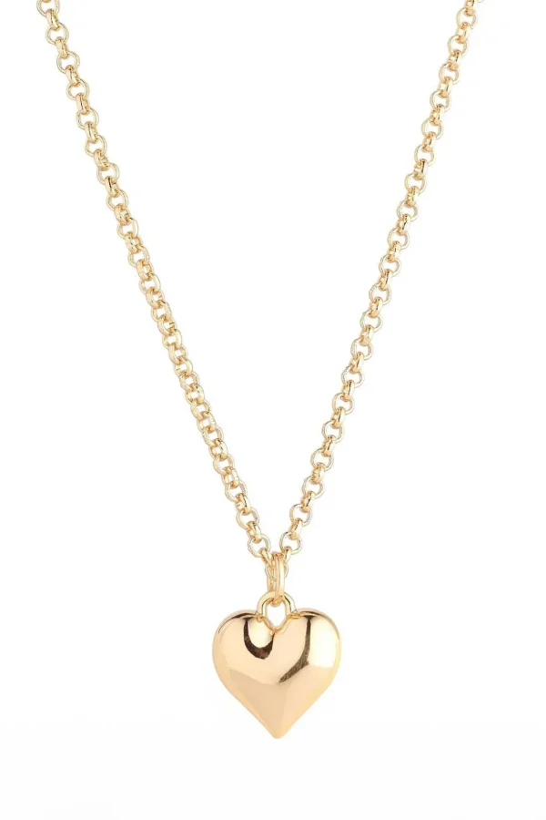 Medium Length Heart Gold Pendant Necklace