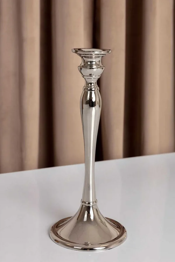 Medium Silver Dinner Candle Holder