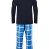 Mens Check Pyjamas In Blue