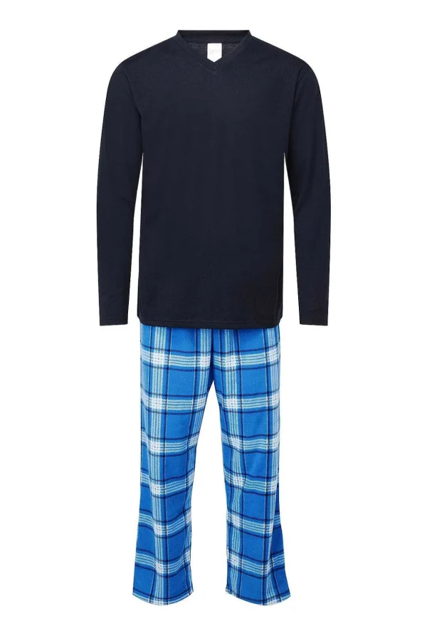 Mens Check Pyjamas In Blue