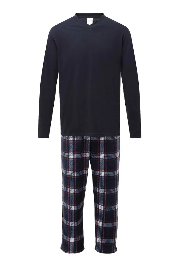 Mens Check Pyjamas In Navy