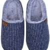 Mens Chunky Knit Mule Slippers In Blue