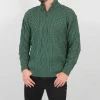 Mens Diamond Knit Troyer In Connemara Green
