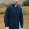 Mens Diamond Knit Troyer In Atlantic Blue