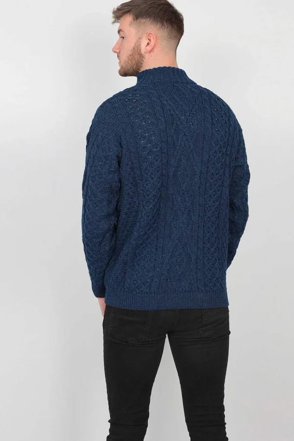 Mens Diamond Knit Troyer In Atlantic Blue