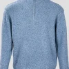 Men'S Donegal Blend V-Neck Zip Sweater In Blue