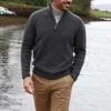 Men'S Donegal Blend V-Neck Zip Sweater