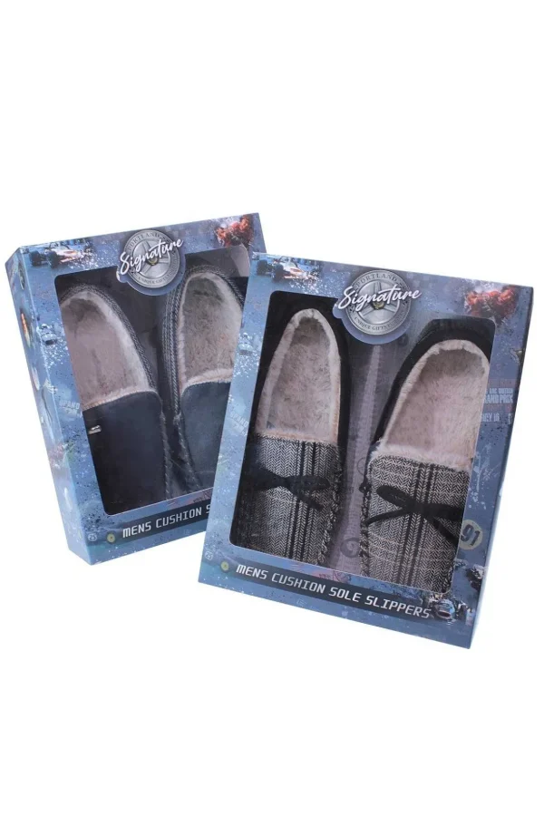 Mens Luxury Moccasin Slippers In Tweed