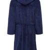 Mens Sherpa Hooded Fleece Robe In Navy