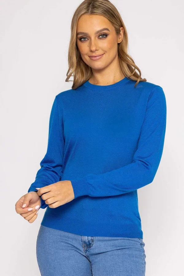 Merino Blend Crew In Blue