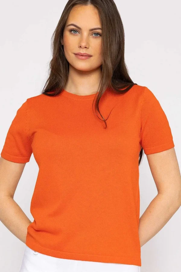 Merino Short Sleeve Crew In Orange
