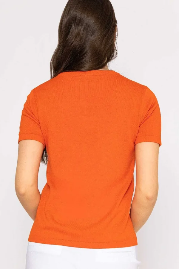 Merino Short Sleeve Crew In Orange