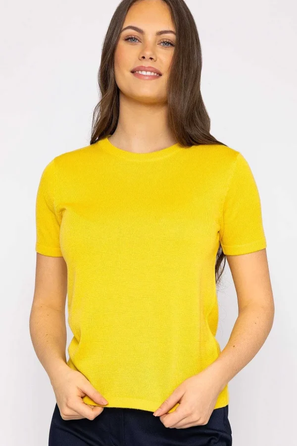 Merino Short Sleeve Crew In Yellow