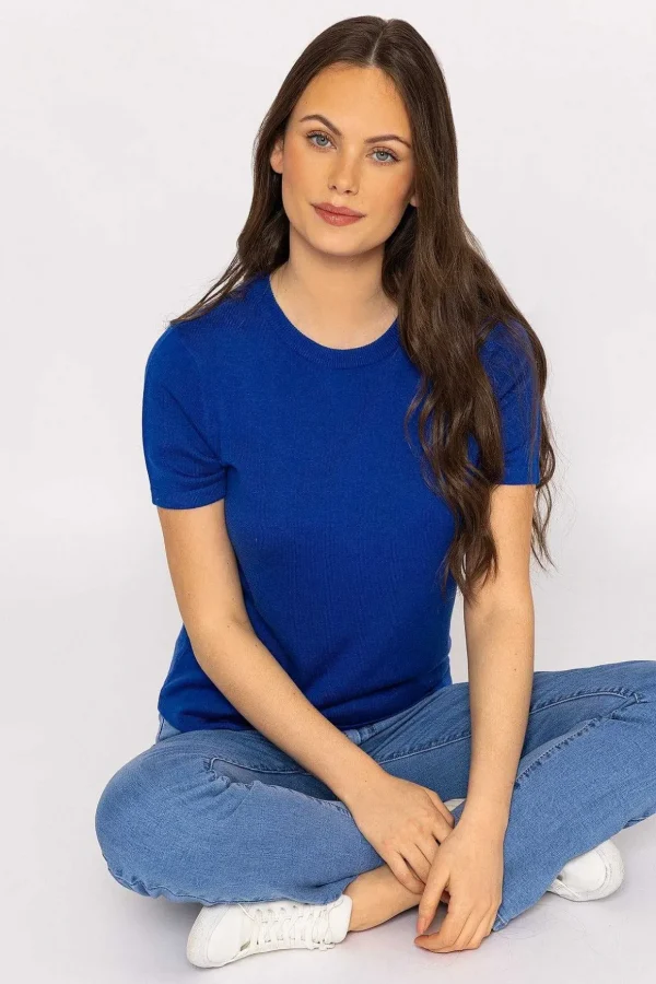 Merino Short Sleeve Crew In Cobalt