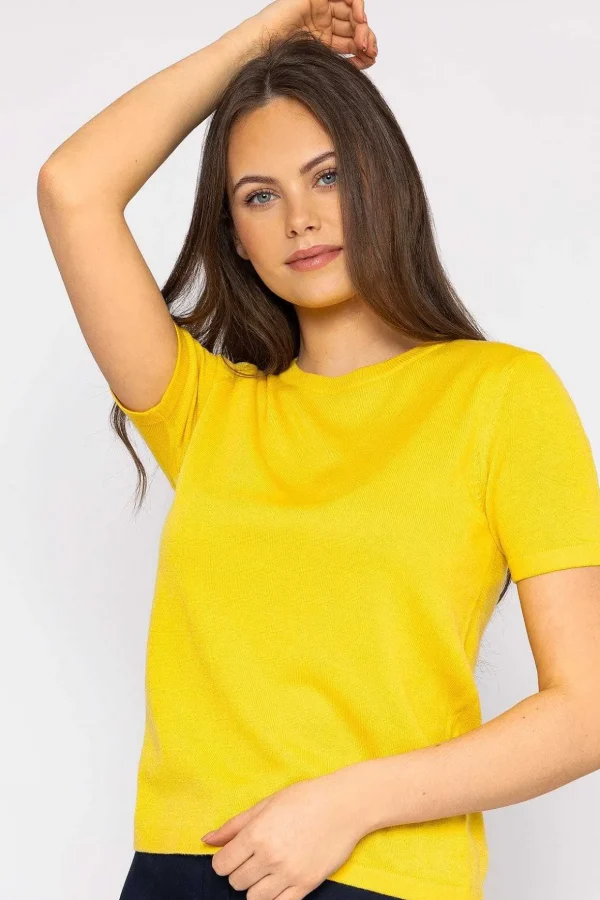 Merino Short Sleeve Crew In Yellow