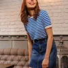 Merino Stripe Crew In Navy