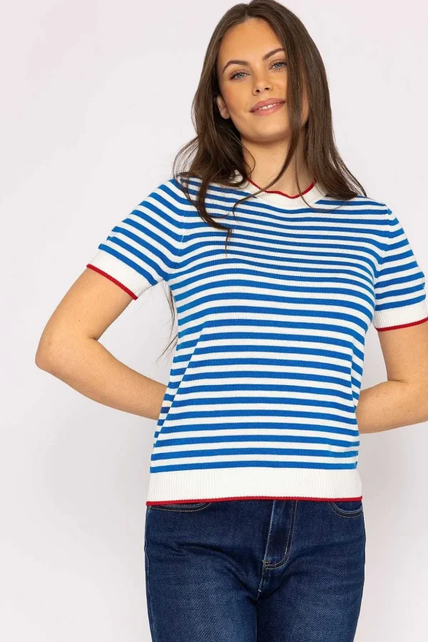 Merino Stripe Crew In Navy