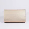 Metallic Flapover Clutch In Gold