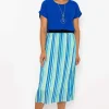 Midi Pleated Skirt In Blue Print