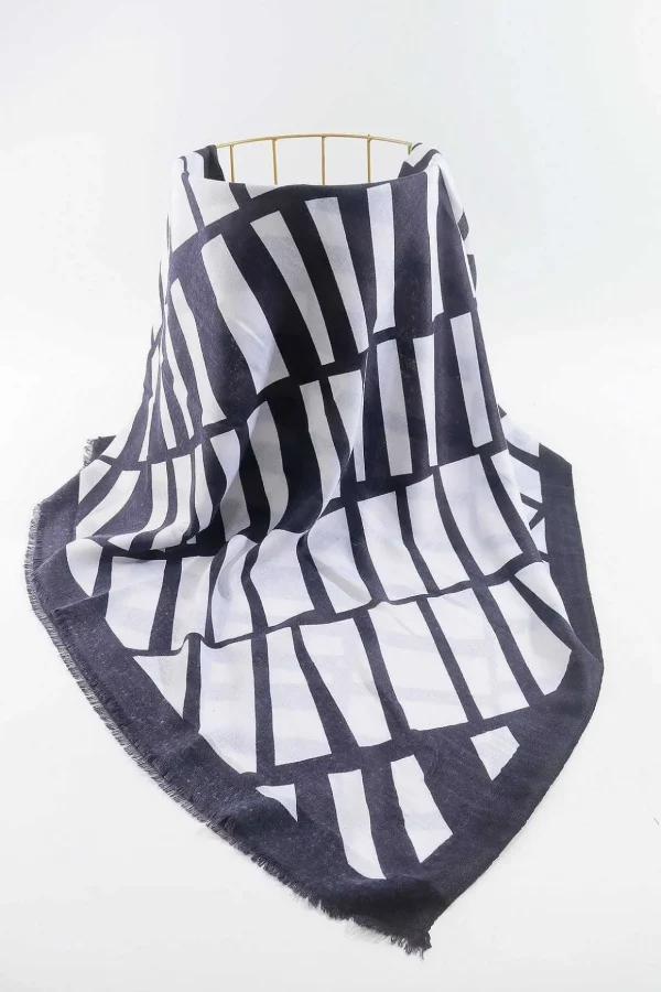 Mono Print Scarf In Black