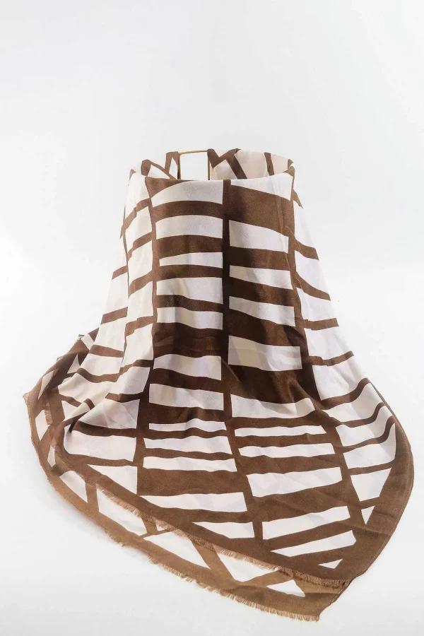 Mono Print Scarf In Brown