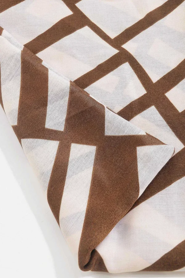 Mono Print Scarf In Brown