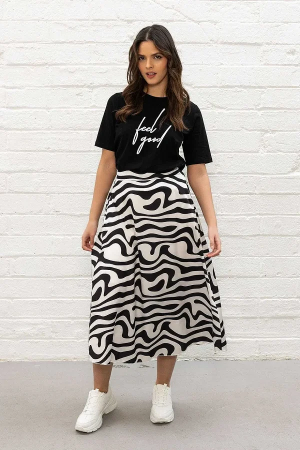Mono Sateen Midi Skirt