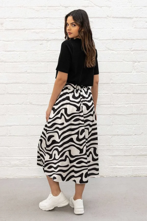 Mono Sateen Midi Skirt